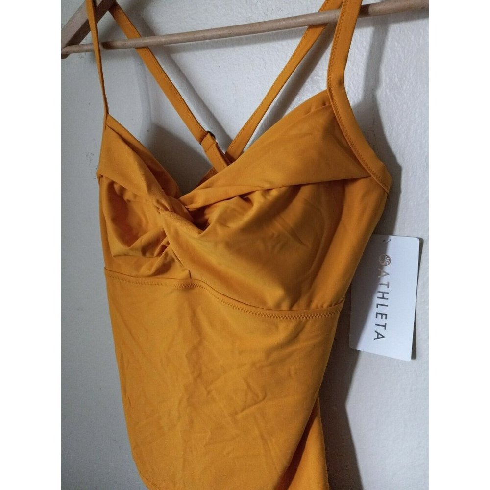 Athleta Twist Up Tankini Swim Top Yellow Underwire 34D/DD NWT